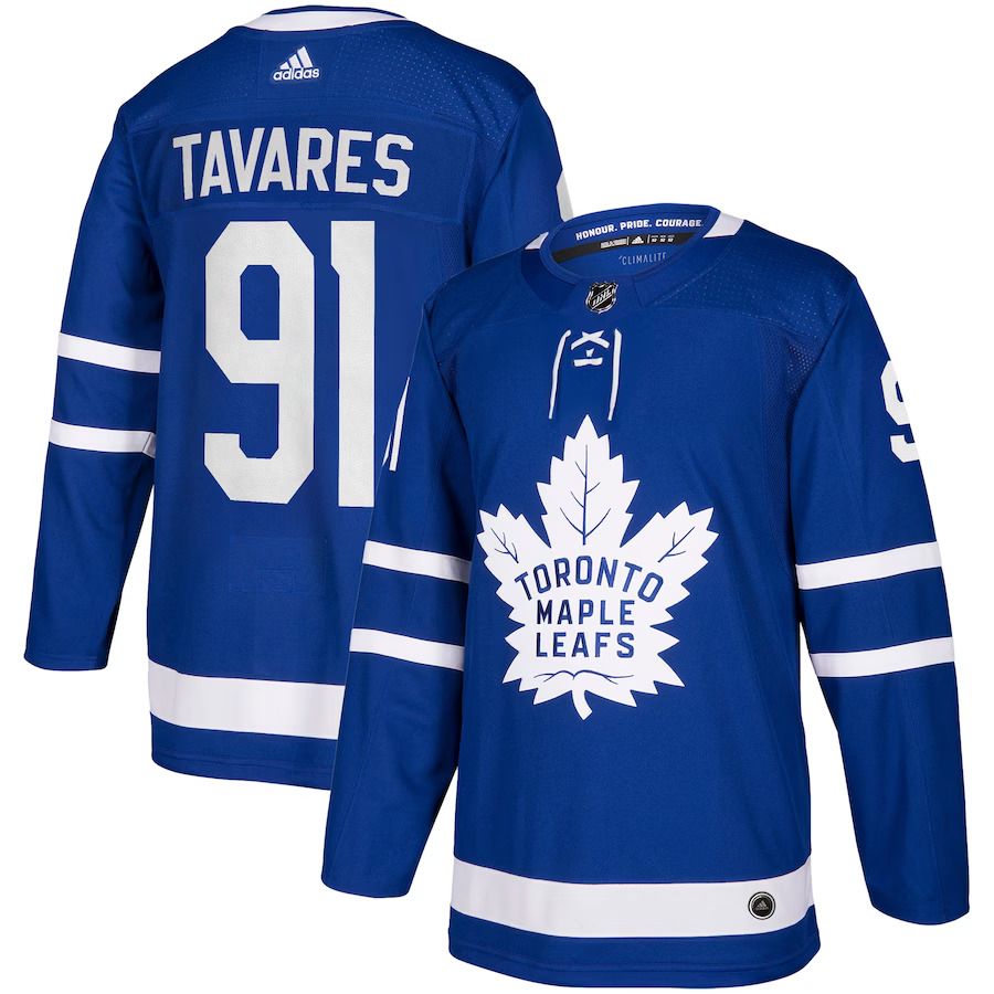 Men Toronto Maple Leafs 91 John Tavares adidas Blue Home Authentic Player NHL Jersey